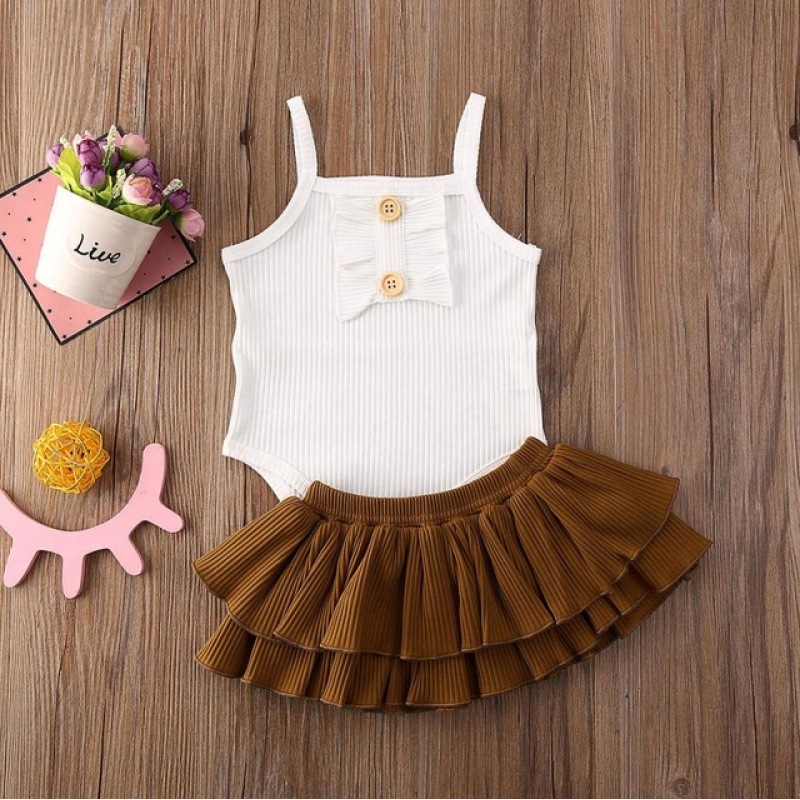 Short SLeeve T-Shirts And Skirts Baby Clothes sets Knitted Leopard Casual Children Girls Summer Clothing Sets