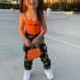 Conyson girls clothing sets fashion toddler baby girls tank top and camo pants 2 piece jogger pants set streetwear