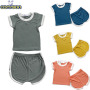 Conyson fashion korea summer short Sleeve pure color modal cotton suits Baby underwears Kids boys Girls' Sleepwear Pjs Pyjamas