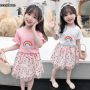 Conyson Summer 2023 New Children's Fashionable Clothes Baby Summer Dress Tulle Skirt Two-Piece Newborn Rainbow Ruffle Girl Set