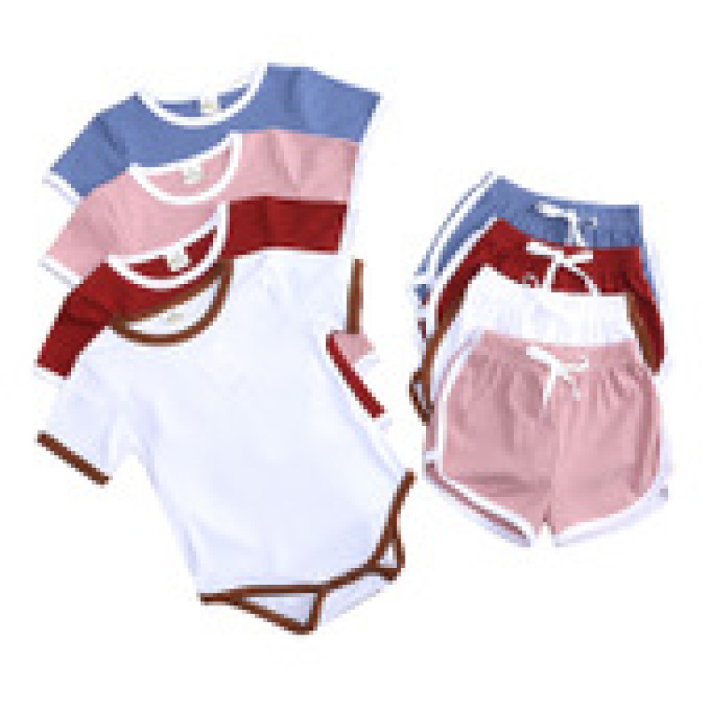 new style fashion casual short sleeve shirt and shorts set kids children's wear baby girl summer clothing cotton outfit sets