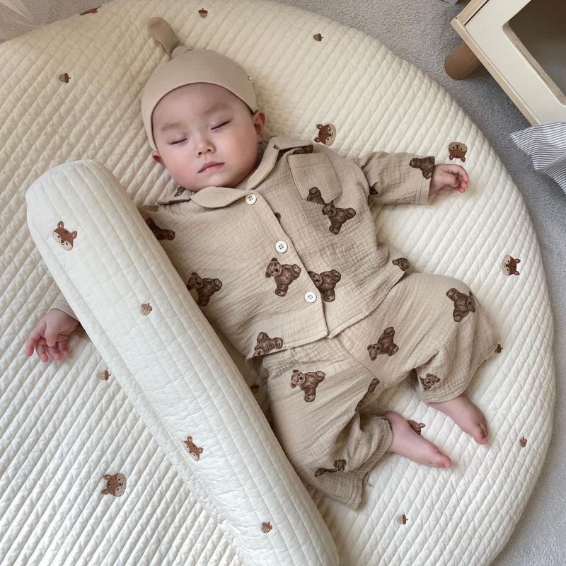Conyson wholesale autumn long and short sleeves soft organic satiny night wear cartoon cotton sleepwear kids pajamas sets