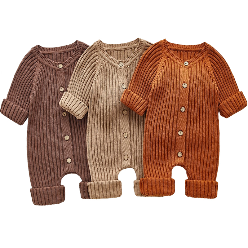 2022 Autumn Baby Romper Knitted Newborn Girls Boys Jumpsuit Outfit Solid Toddler Children Clothing Long Sleeve One Piece