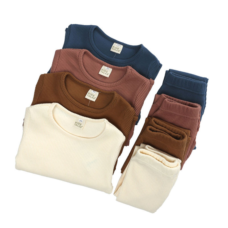 High quality 2 pieces set newborn Toddler Boy JacketsKid baby clothes solid colour ribbed baby clothing