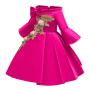 Conyson Formal Little Girls Princess Dress Off Shoulder Medium Sleeve Floral Dresses Zip Party Wear Kids Girl Evening Dress