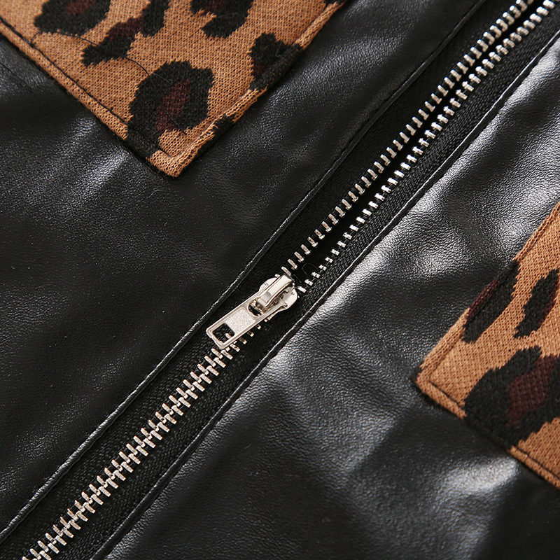 Conyson Winter High Quality Pullover Brown Leopard Print Yarn-dyed Top + Leather Zipper Skirt 2Pcs Clothing Sets For Baby Girls