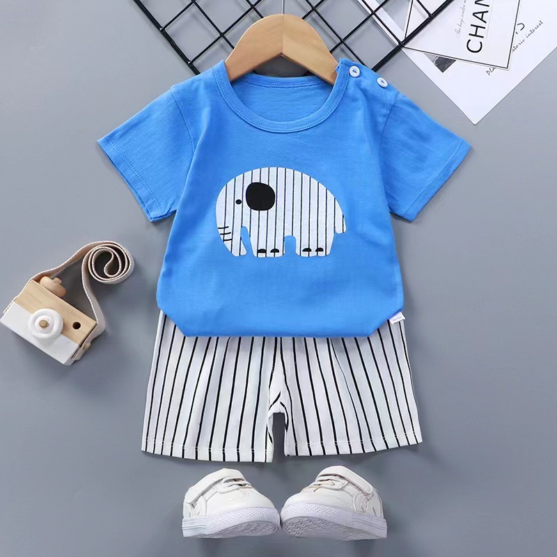Conyson Casual Style Kids Boys Girls Spring Summer 100% Cotton Short Sleeve Children Clothing Sets Boys Cartoon T-shirt Set