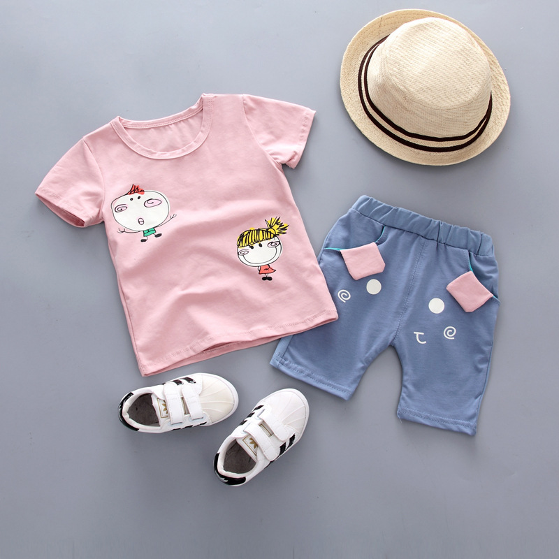 Conyson Wholesale Handsome Korean Kids Clothing Suits T-shirt and Pants 2 Pcs Boys and Girls Infant Unisex Summer Clothing Sets