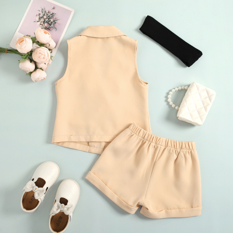 Conyson Wholesale Kids Summer Clothes New Designer Casual princess Baby Little Girls Vest Slip Sleeveless Coat Shorts Sets Wear