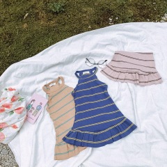 Conyson baby girls dress toddler summer 1-6years occasion sleeveless slip stripe dress fancy children party simple girls dress