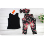 Conyson fashion style cotton Baby Girl summer children sleeveless Print flower o-neck clothes Suit baby kids clothing Set
