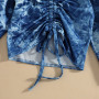 Conyson 1-6Y Summer Fashion Kids Girls 2pcs Clothes Sets Tie-Dye Printed Long Sleeve Bandage T Shirts+Pants Clothing