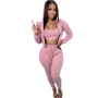 High Quality Workout Long Sleeve Yoga Custom Sportswear Wear Active Wear Cozy 3 Pieces Street Breathable Jogger Zip Women Set