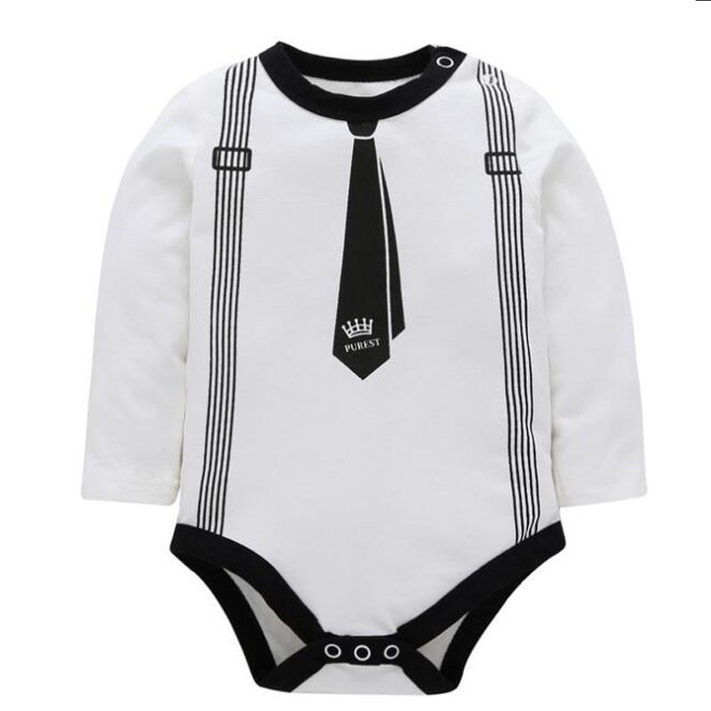 Conyson Infant Climbing Clothes Gentleman Style Printed Cotton Short Sleeve Summer Toddler Boy Jumpsuit Triangle Baby Rompers