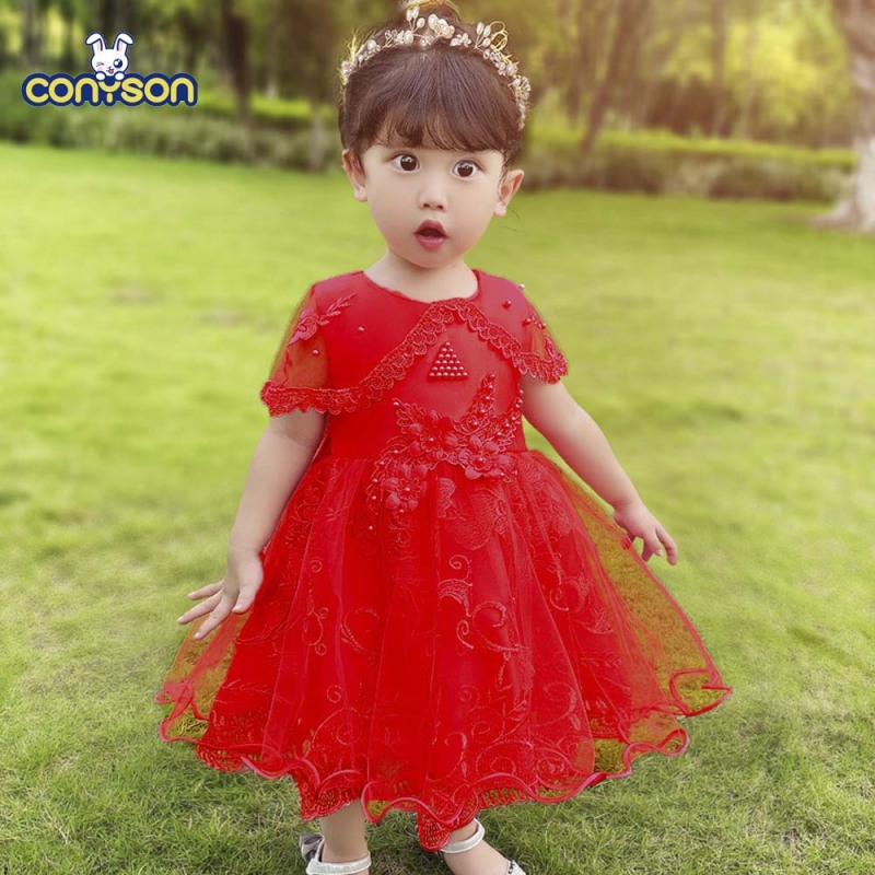 Conyson Wholesale Summer Baby Dress Girl Wedding Dress Kids Fashion Birthday Party Tutu Dresses For Girls Clothing