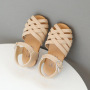 Toddler Girl's Sandals Peep Toe Cross Band Hollow Out Daily Plain Children Summer Shoes 21-30 Three Colors Light Kids Sliders