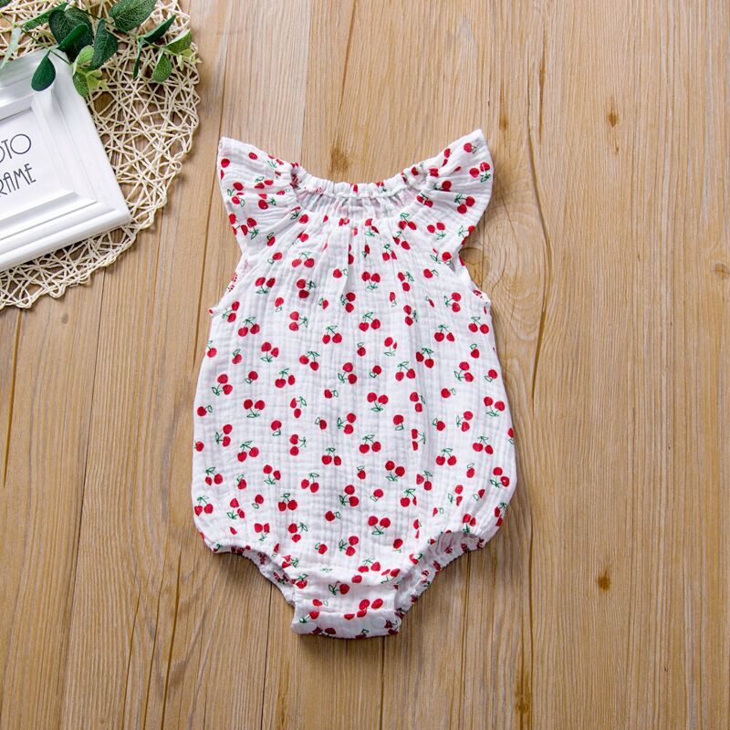 Conyson Wholesale Cotton Baby Romper Sleeveless Fruits Printing Infant Baby Girls Clothing Summer Toddler Girl Clothes Romper