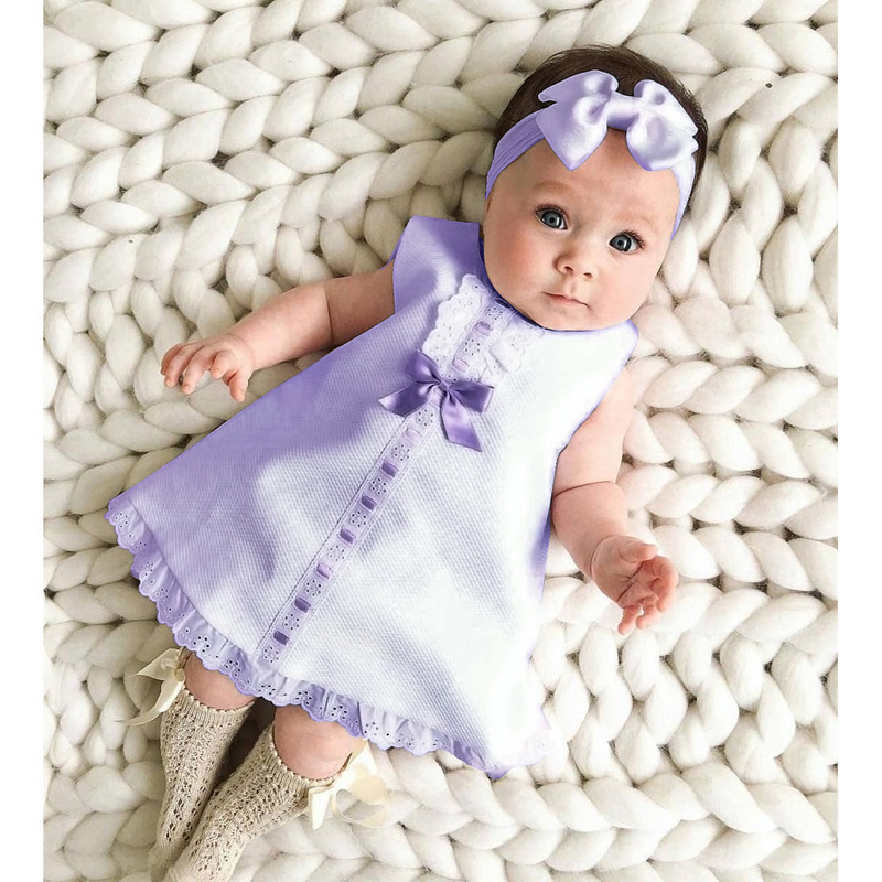 Conyson High Quality Summer New Fashion Sleeveless Bowknot 2Pcs Baby Dress for Girls Designs Children Clothes Set