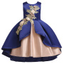 High Quality Layered Dress Kids Princess Printed Flower Christmas Evening Girls Party Dresses