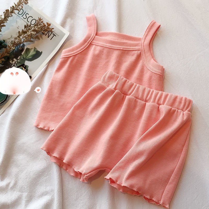 Conyson hot sale Sleeveless Vest pants Kids Girls 2pcs Summer Boutique Kids Clothing Set Cotton pants Set Baby Girl Clothes set