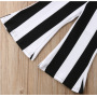 Stripe Pants Kids Girls Cotton Short Sleeve Set Girls Summer Cotton Printed Striped Bottoms Baby Two Piece Sets Outfits