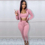 High Quality Workout Long Sleeve Yoga Custom Sportswear Wear Active Wear Cozy 3 Pieces Street Breathable Jogger Zip Women Set