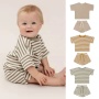 Conyson Newborn Infant Baby Boys Clothing Set O-Neck Cotton Toddle 6M-3Y Boy Girl Clothes Summer Short Sleeve Striped 2pcs Suits