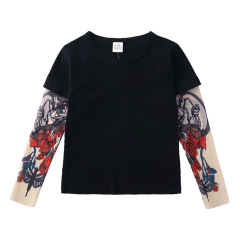 Conyson Bulk Custom Logo Unisex Children's Spring Boy T-shirts Vest Long-sleeved Splicing Hip Pop Style Tattoo Arm Boy Shits