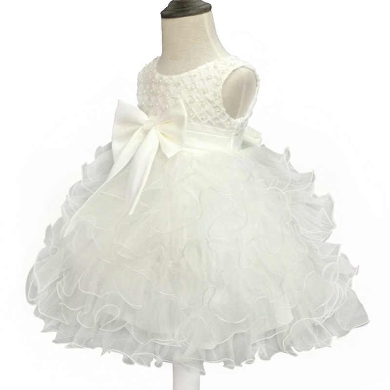 Birthday Party Red Layered With High Quality Hot Sale Princess Party Dress Lace Bow Flower Performance Girls Puffy Dresses