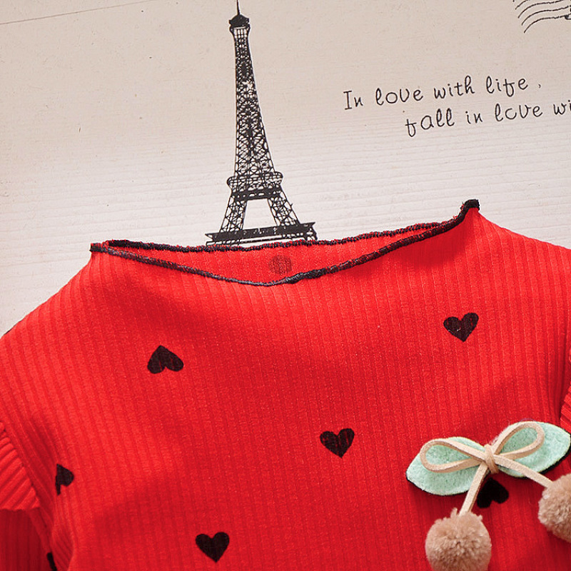 Conyson Baby Kids Children Fashion Long Sleeve Little Girl Heart Pattern Skirt Floral Printing Fluppy Princess Stitching Dress