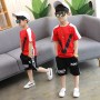 Summer Boy Sets New 2021 Sports Neck Suit Children's Clothing High Quality Clothing Summer Boy Shorts Cotton Short-sleeved Suit