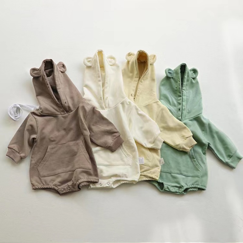 Conyson Wholesale High Quality New Autumn baby romper Solid Cotton Long Sleeve Infant Baby sweatshirt Romper