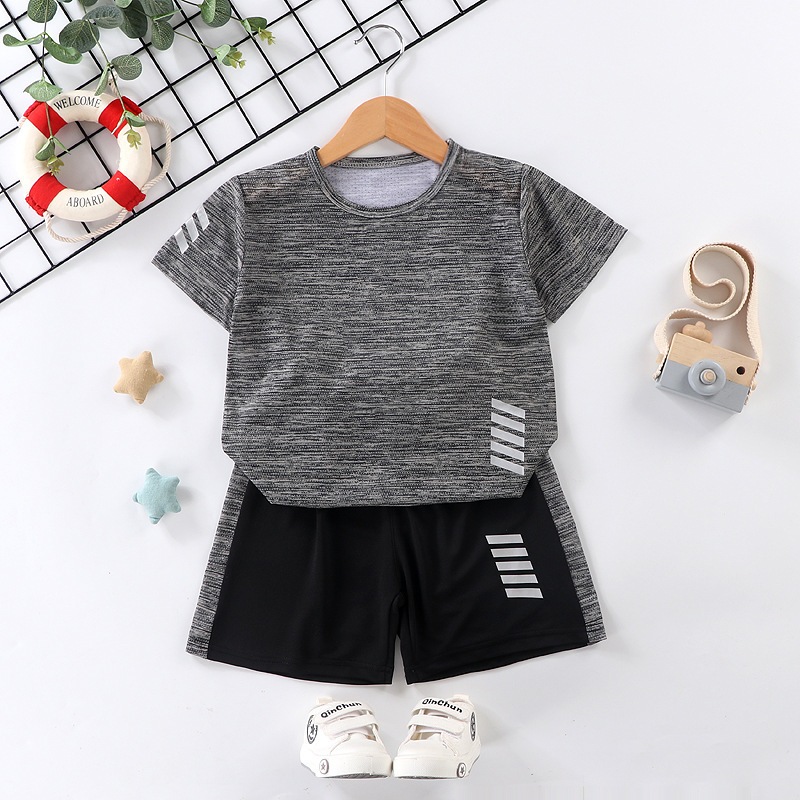 Conyson popular fashion toddler children Summer Baby kids wear quick-dry sports clothes tracksuits Boy Girl shorts Clothing Sets