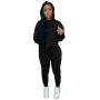 2022 Spring Custom Logo 2 Pc Hoodie Set Women Clothing Winter 2 Piece Set For Women Solid Crop Top Two Piece Sweat Pants Set