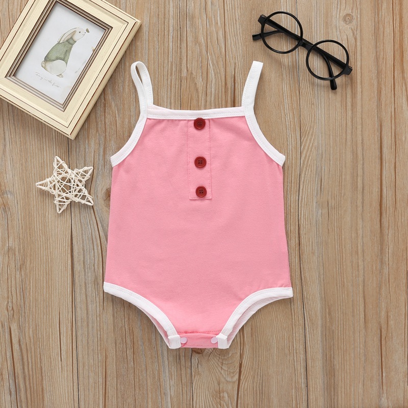 Conyson rts ins hot sale cotton Unisex sleeveless kids children summer button clothes suits toddler newborn romper baby clothing