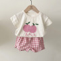 Conyson korea Fashion cotton Summer children Fruits tshirt square shorts 2 Piece Suit wear Toddler baby Boys girl's clothing set
