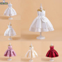 Conyson New Style Summer Princess Dress Kid Festival Wedding Gown Sleeveless Party Slik Sequin With Big Bow Tutu Girls Dresses