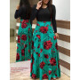 Conyson Spring Women Elegant Dresses Female Fashion Long Sleeve Floral Print Long Maxi Dress Ladies Casual Flower Vestido
