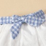 Conyson Hot Wholesale Summer Pastoral Style Sleeveless Shirring Design Bowknot 1 to 6 years old clothing Little girls set