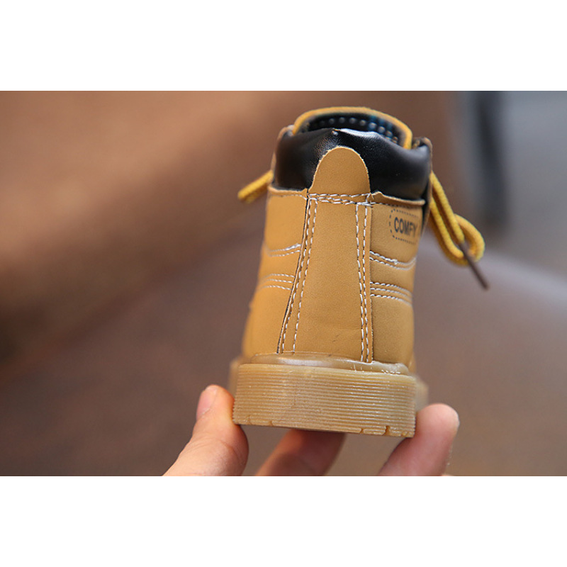 Conyson wholesale good quality kids winter Korean fashion boutique designer little boy girls Outdoor pu leather martin boot