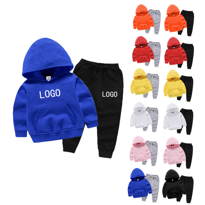 Moletom Infantil Personalizar Logo Personalizado Atacado Conjunto de Roupas Infantis de Alta Qualidade Calça Jogger com Moletom 2pcs Conjunto de Roupas Casuais para Bebês