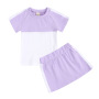 Conyson Hot Sale wholesale Plain Solid Student Contrast New Design Custom Logo Summer Sport Clothing Boy Girl Skirt 2Pcs Set