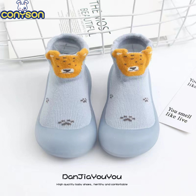 Conyson Low MOQ Stock Lots Spring Summer Cute Cartoon Animals Infant Color New Born Baby Pre Walker Non Slip Shoe Unisex Socks