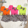 Conyson Summer Fashion Kids Girls Clothes Sets 3pcs Leopard Printed One Shoulder T-shirts Tops Shorts With Belt Baby Casual Suit