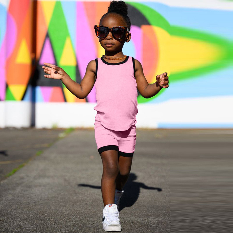 Conyson Kids Summer Vest Sleeveless 1-7 Years Unisex Cute Kids Designer Blank Tracksuit Clothing Set 2023 Girls 2 Pieces Sets