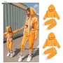 Conyson Baby Girls Sportswear Spell Color Long Sleeve Pullover Hood Crop Tops Mesh Desgin Long Pants Jogging Tracksuit Outfit