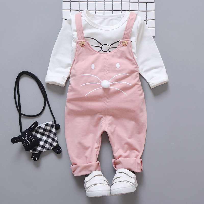 Hot Sale Baby Girls Overalls And T-Shirt Baby Boy Cartoon Strap Two-Piece Baby Clothing Sets