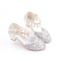 Conyson High Quality Overstocked Leftover Korean Style Pure Color Shiny Sequins Kids Girls Performance High-heeled Shoes