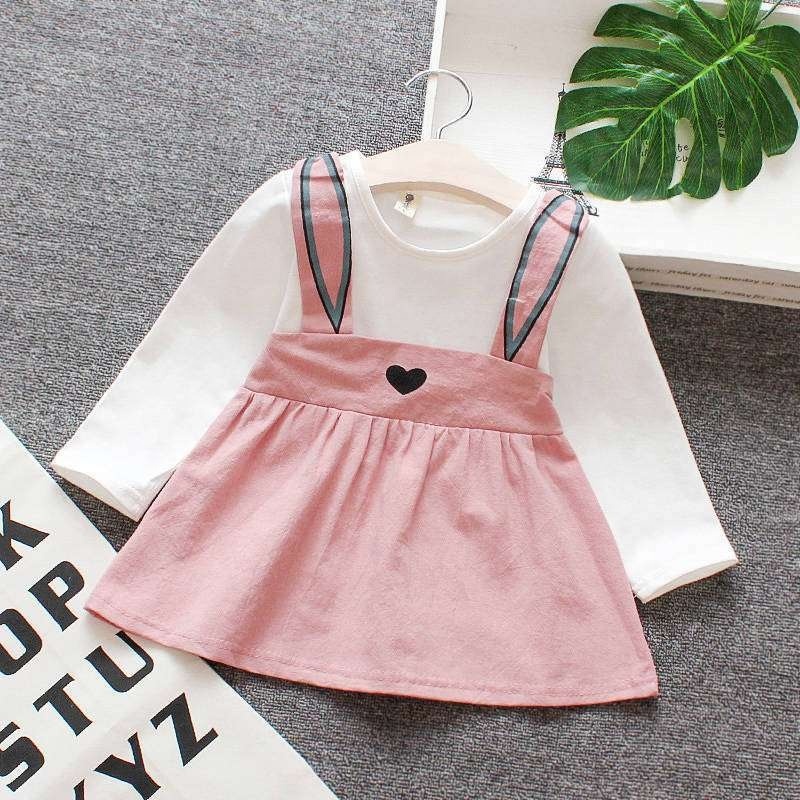 Conyson Wholesale Girls Autumn Dress Children Dress cartoon Fashion Style cotton Baby Toddler Casual Long Sleeve Girl Dress