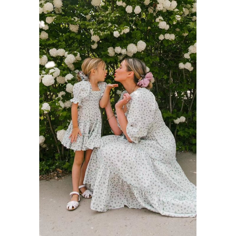 Conyson Summer Mother Daughter Matching Chiffon Long Dresses Clothing Kids Mom And Daughter Set Mommy And Me Elegant Dress